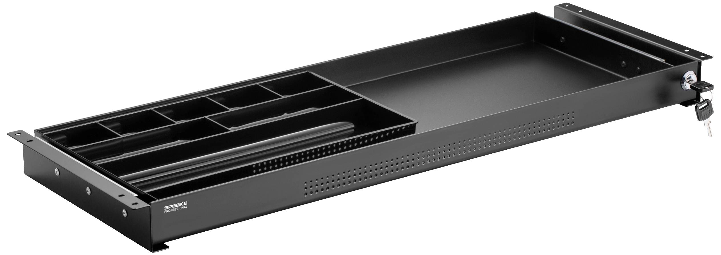 SpeaKa Professional SP-10938492 Untertisch-Schublade 740mm x 272mm abschließbar Höhen-Bereich: 50.8mm (max) Schwarz