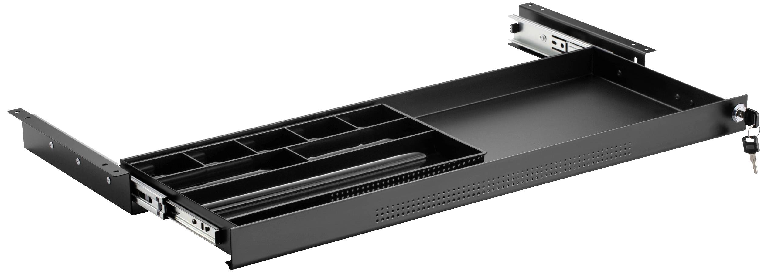 SpeaKa Professional SP-10938492 Untertisch-Schublade 740mm x 272mm abschließbar Höhen-Bereich: 50.8mm (max) Schwarz