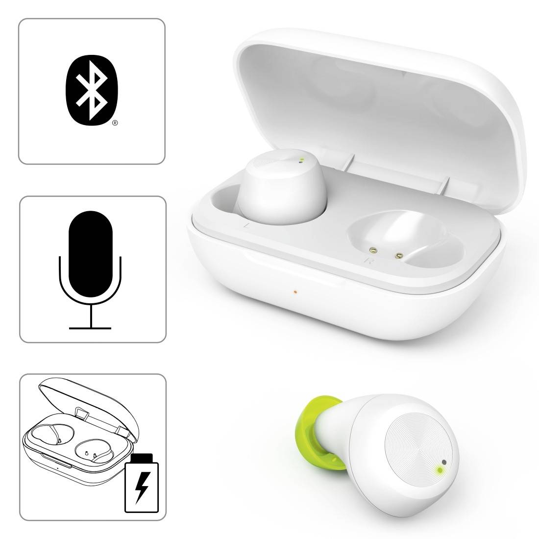 hama 00184126 Bluetooth®-Kopfhörer "Spirit Chop", True Wireless, In-Ear, Weiß