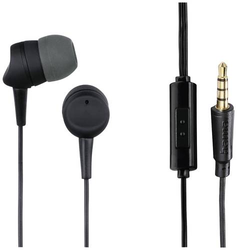 Hama Kooky HiFi In Ear Kopfhörer kabelgebunden Stereo Dunkelgrau, Schwarz Mikrofon-Rauschunterdrüc