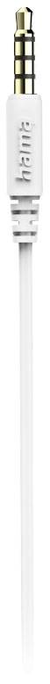 Ein weißes Audiokabel mit einem goldfarbenen Klinkenstecker, vermutlich für Kopfhörer oder Lautsprecher geeignet.