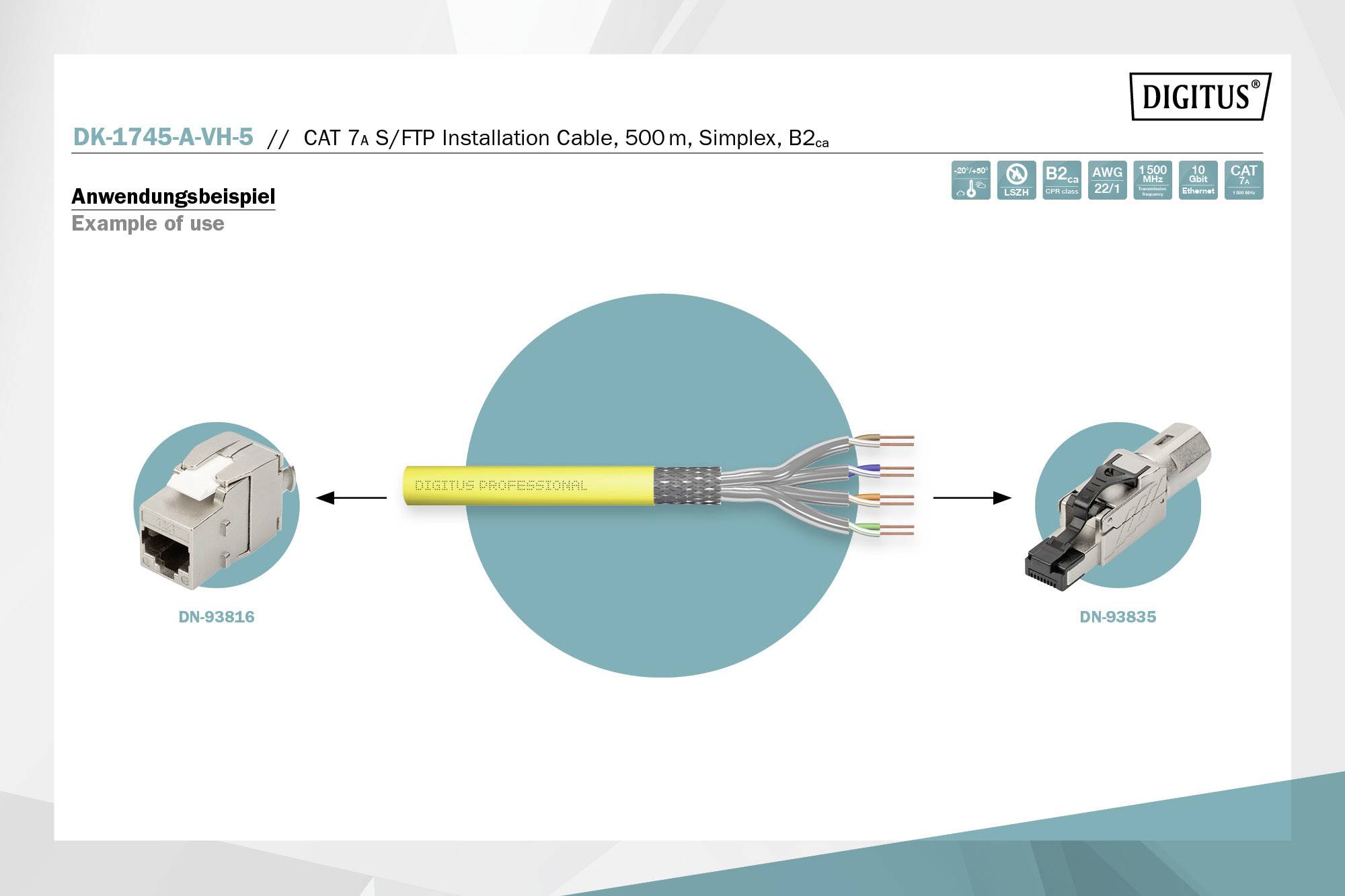Digitus DK-1745-A-VH-5 Netzwerkkabel CAT 7, CAT 7a S/FTP 8 x 0.64mm Gelb 500m