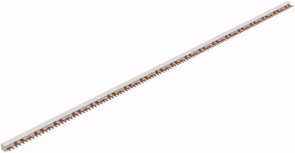 Kupferschiene, meist zur Stromverteilung in elektrischen Schaltschränken verwendet, mit mehreren Anschlüssen für Kabelverbindungen.