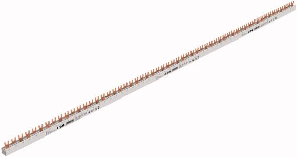 Kupferschiene von Eaton; 1-polig, 12 x 1,5 mm, Nennstrom 80 A. Dient zur Verteilung von elektrischer Energie in Schaltschränken.