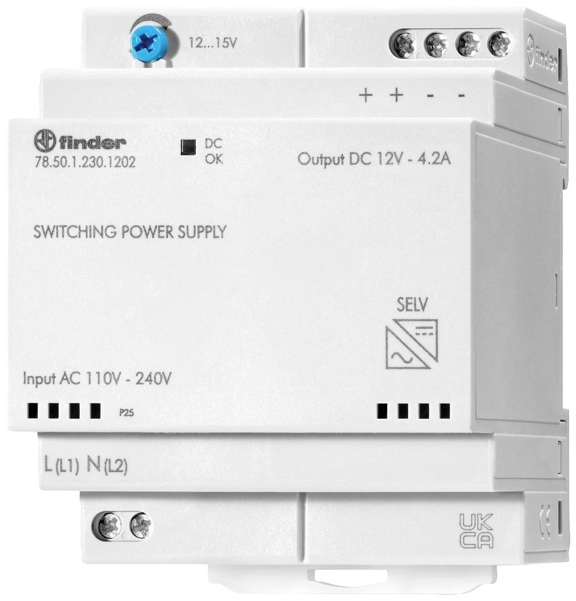 Finder 78.50.1.230.1202 Hutschienen-Netzteil (DIN-Rail) 12 V/DC 4.6A 50W Inhalt 1St.