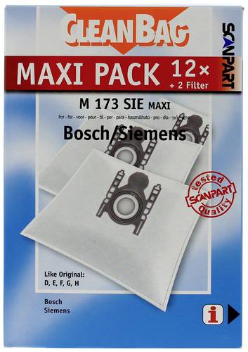 ScanPart Maxipack kompatibel mit Bosch/Siemens Typ D,E,F,G,H 2687438173 Staubsaugerbeutel