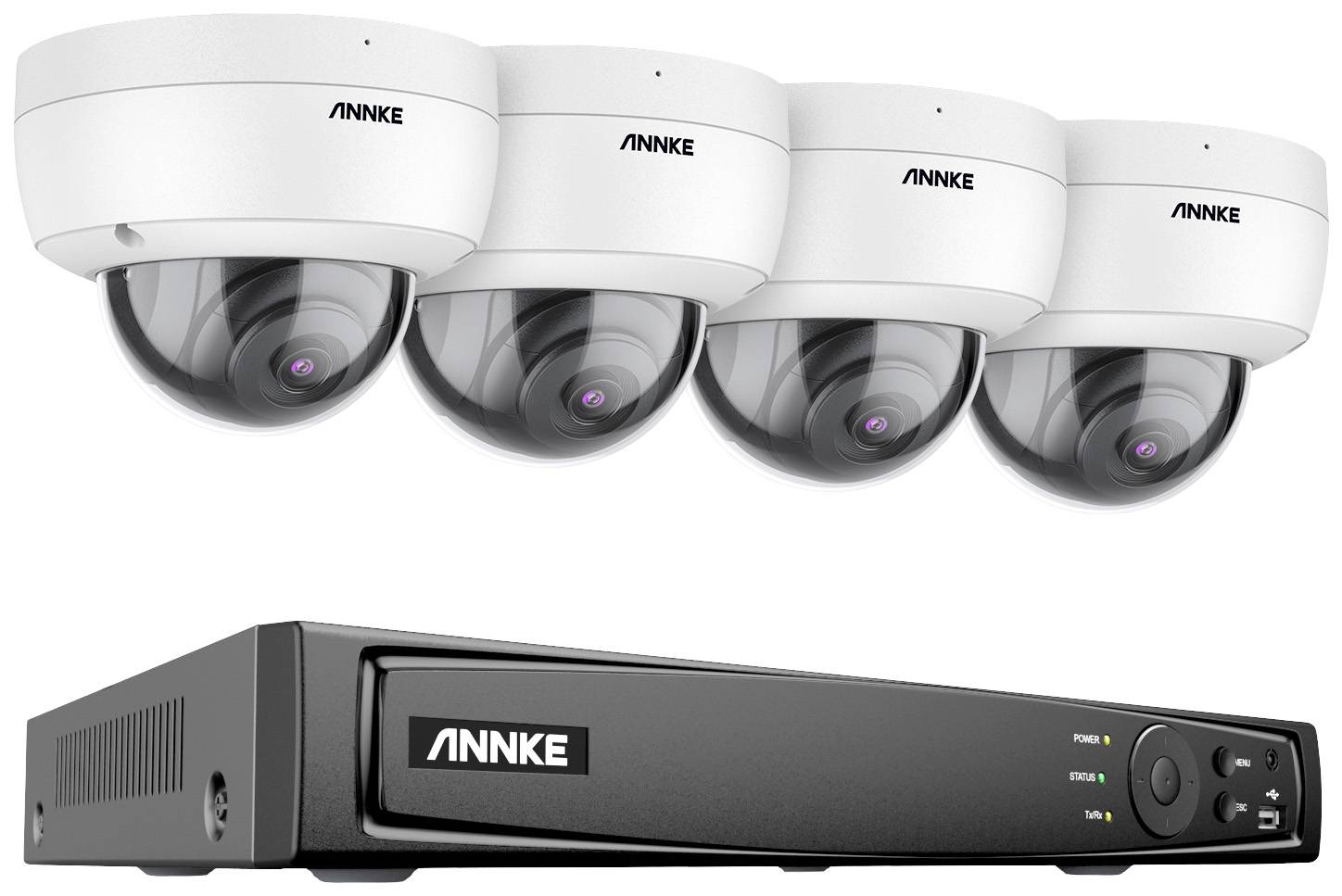 Annke N48PAW+I91BN*4+2T LAN IP-Überwachungskamera-Set 8-Kanal mit 4 Kameras 3840 x 2160 Pixel