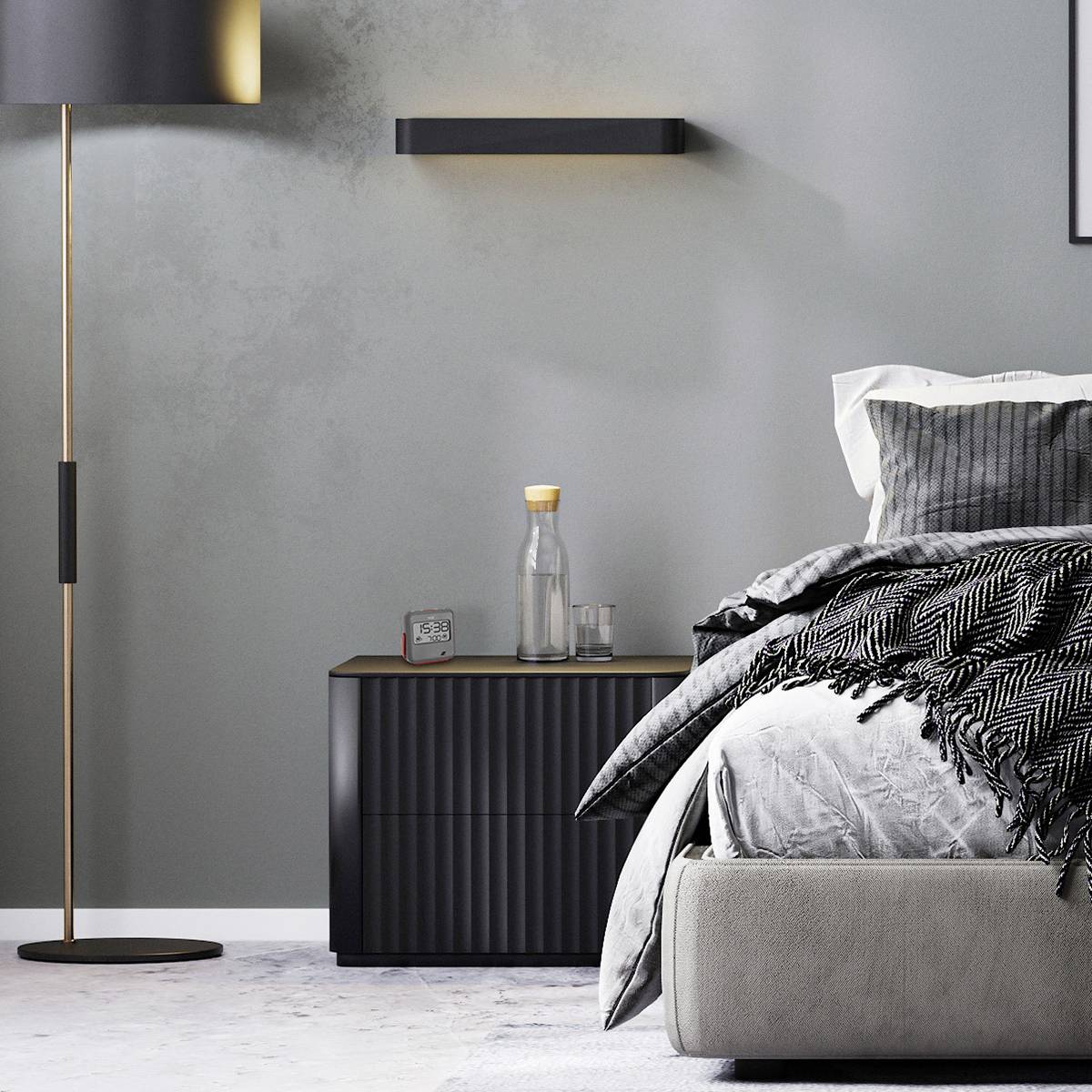 TFA Dostmann 60.2031.10 Quarz Wecker Grau Alarmzeiten 1 Vibrationsalarm, Extra lauter Weckton