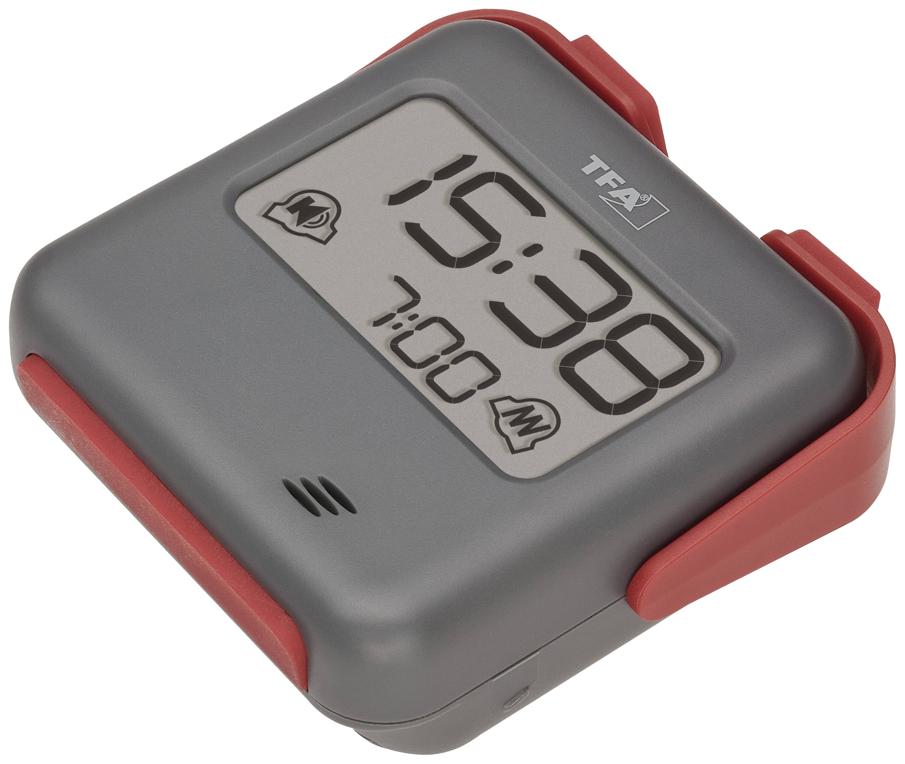 TFA Dostmann 60.2031.10 Quarz Wecker Grau Alarmzeiten 1 Vibrationsalarm, Extra lauter Weckton