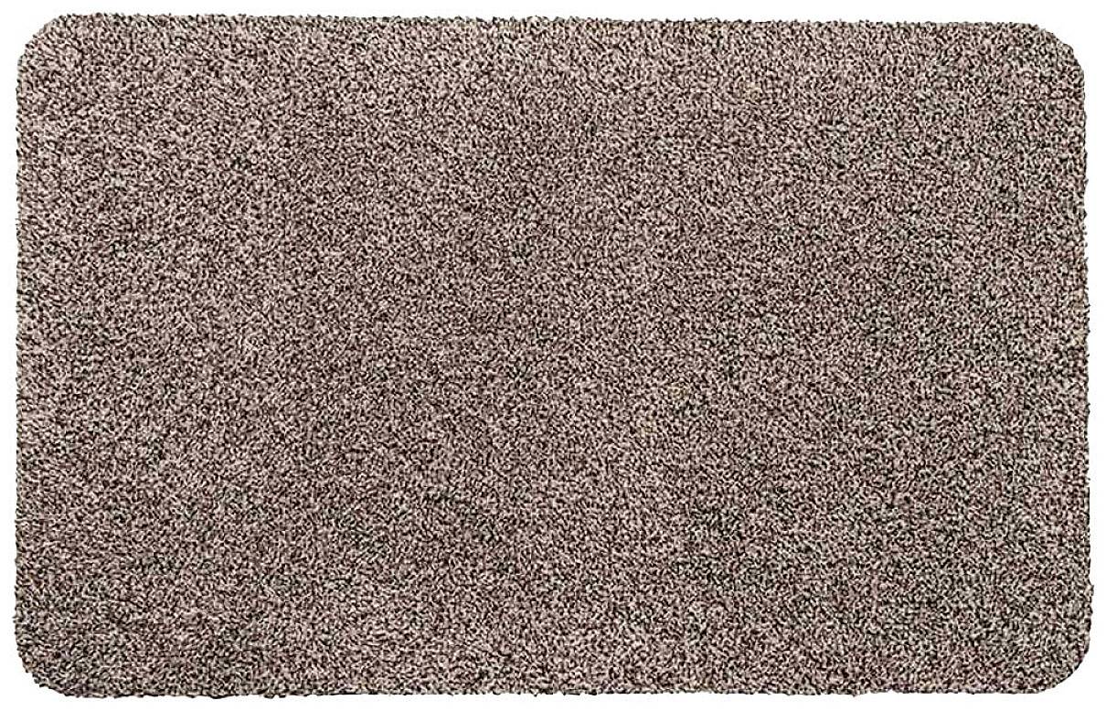 Ein rechteckiger, brauner Teppich mit weicher, gleichmäßiger Textur.