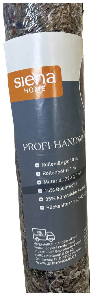 Siena Home Profi-Handwerker Packpapierrolle, 10m Länge, 1m Höhe, Material: 220g/m², 15% Baumwolle, 85% synthetische Fasern, Rückseite mit Latex.