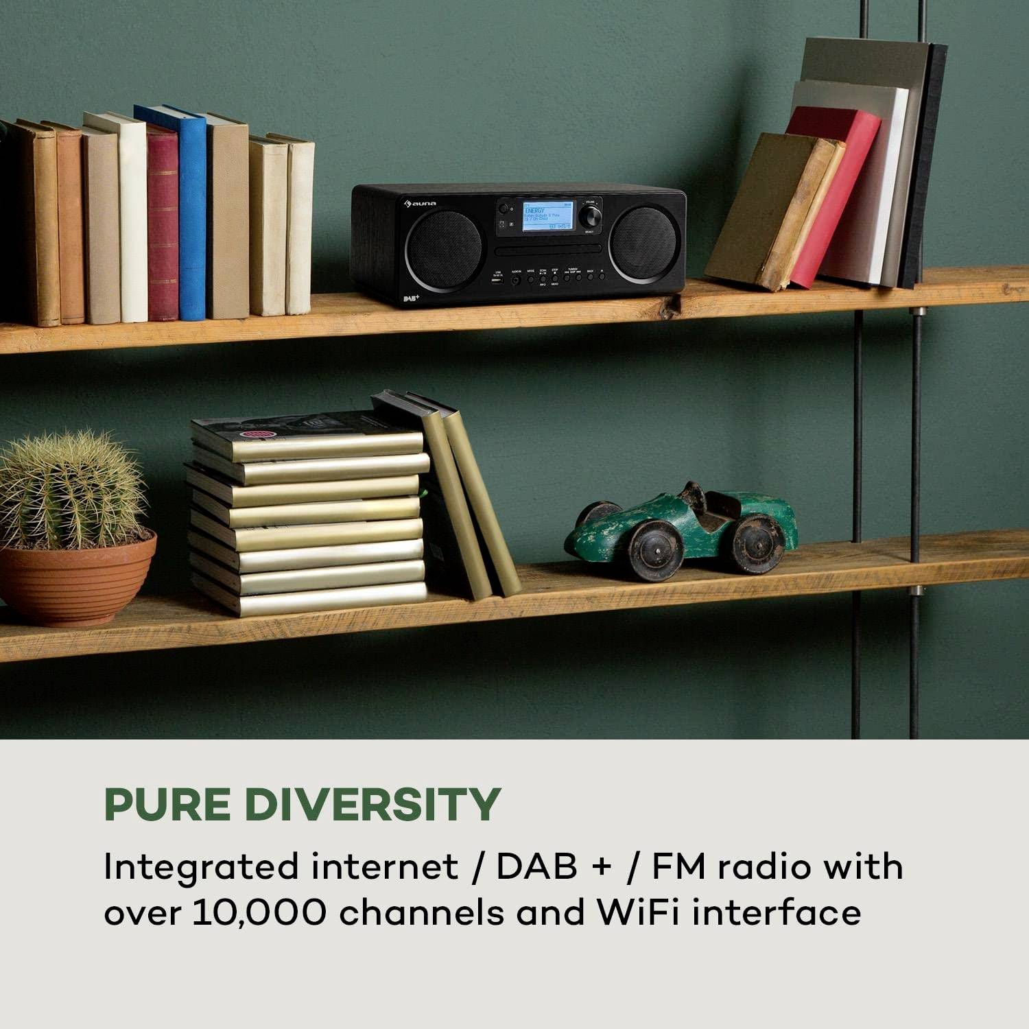 Auna MG2-Worldwide Internet CD-Radio Internet, DAB+, UKW AUX, Internetradio Schwarz