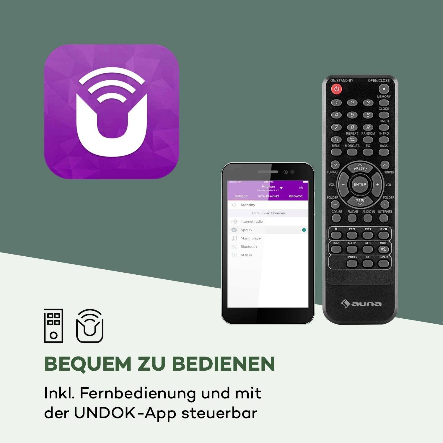 Auna MG2-Worldwide Internet CD-Radio Internet, DAB+, UKW AUX, Internetradio Schwarz