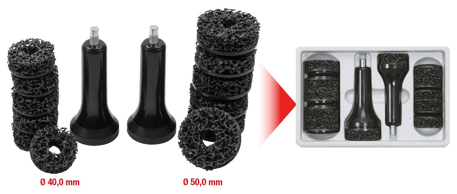 KS Tools 100.4080 Stehbolzen-Radnabenschleifer-Satz, Ø 40 / 50 mm, 14-tlg