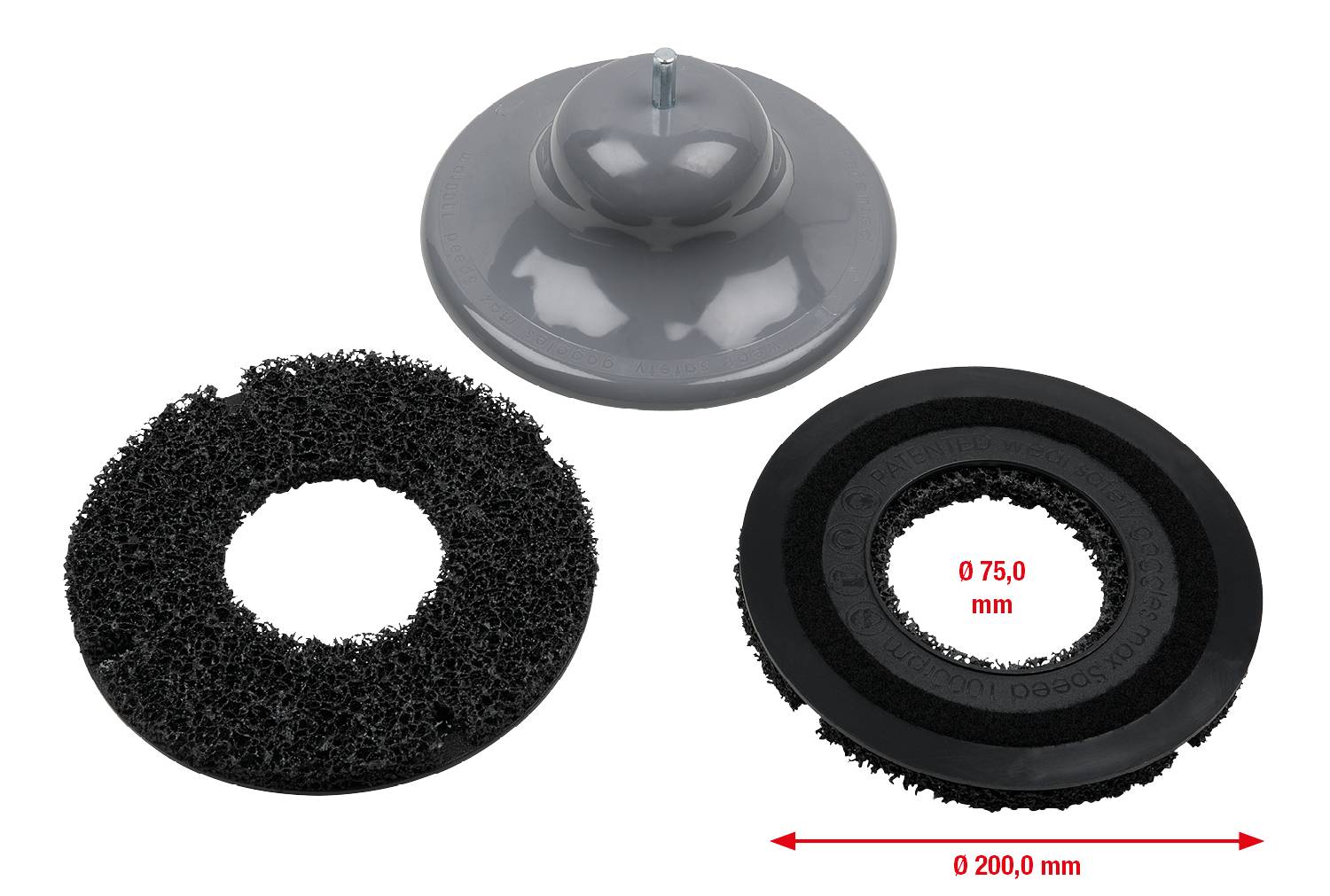 KS Tools 100.4090 Radnabenschleifer-Satz Ø 200 mm, Innen-Ø 85 mm, 3-tlg