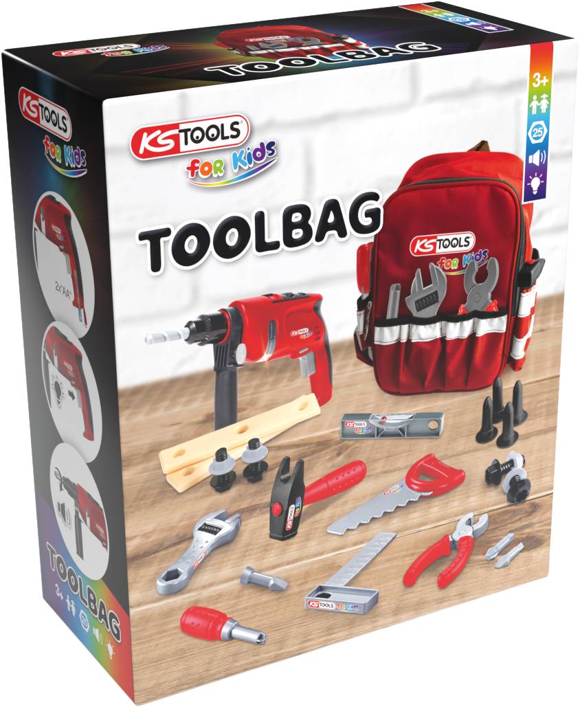 KS Tools Werkzeug-Rucksack für Kinder mit Sortiment, 25-tlg