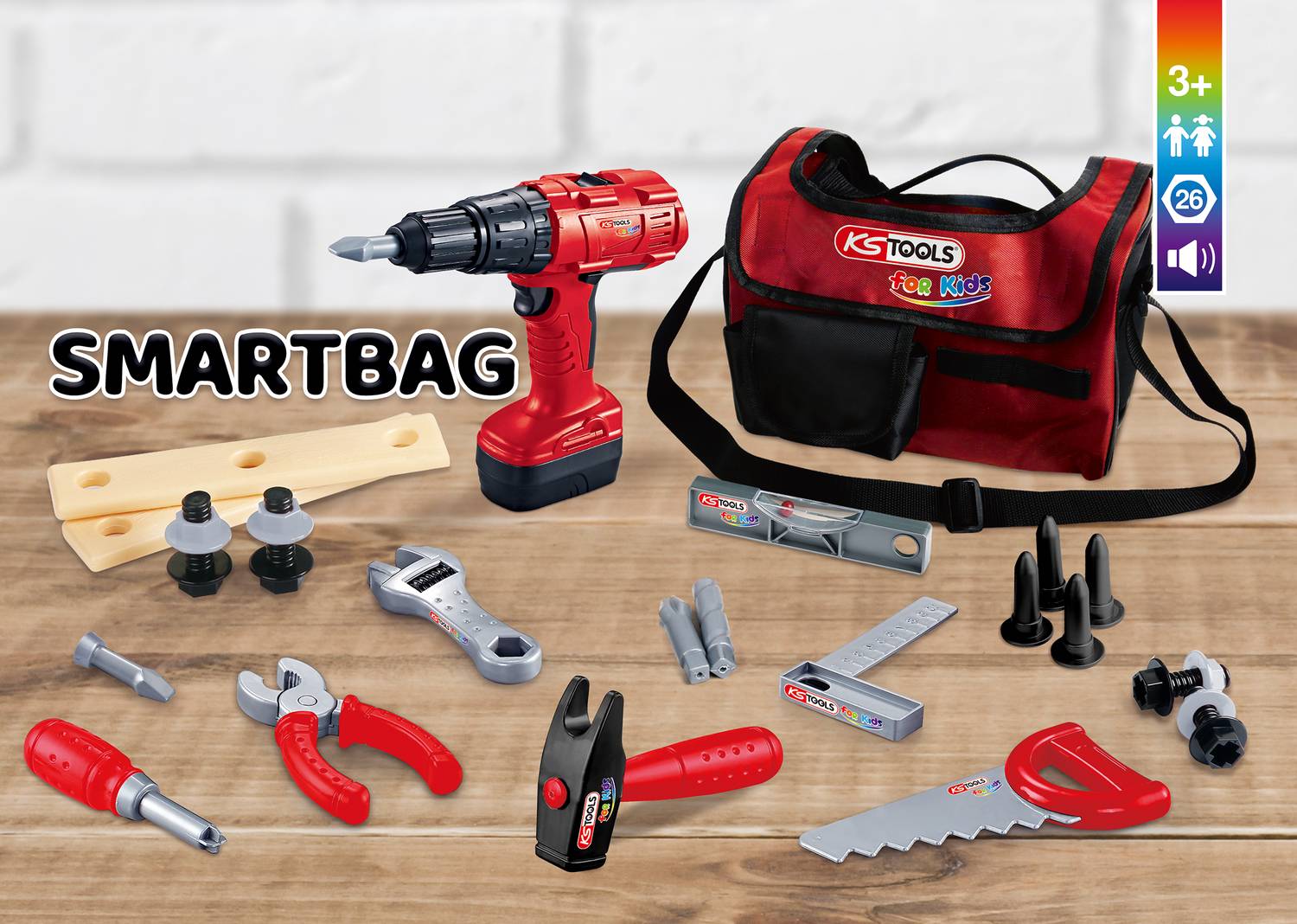 KS Tools Kinder Werkzeug-Satz mit Smartbag-Tasche, 26-tlg