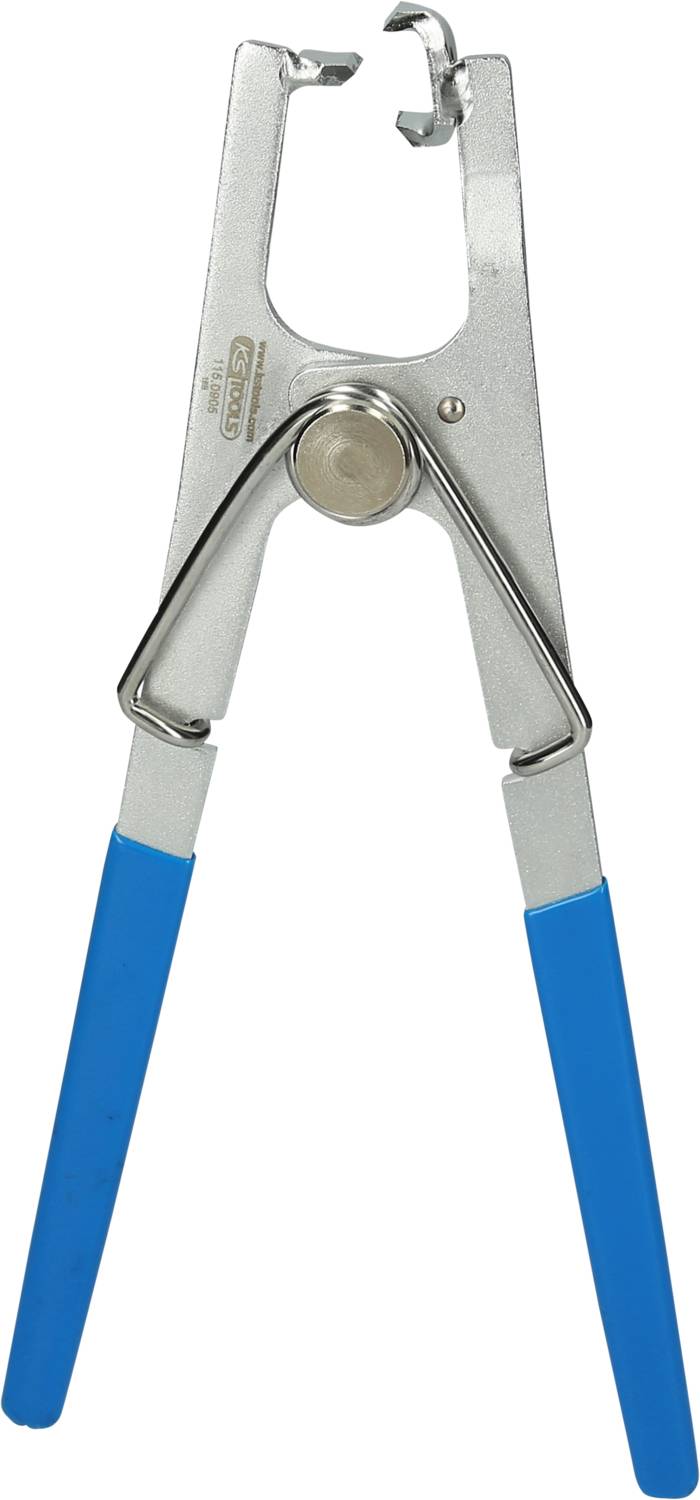 Zange mit blauen Griffen und Metallkopf. Hauptsächlich verwendet zum Halten oder Drücken von Gegenständen in handwerklichen Arbeiten.