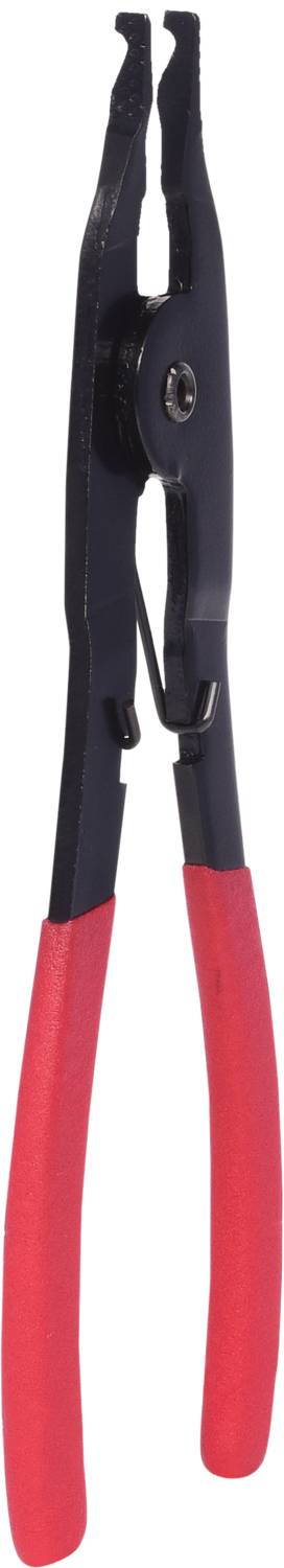 Zange mit roten Griffen, speziell geformt für Arbeiten, die Präzision erfordern. Geeignet für Mechanik oder feinmotorische Tätigkeiten.