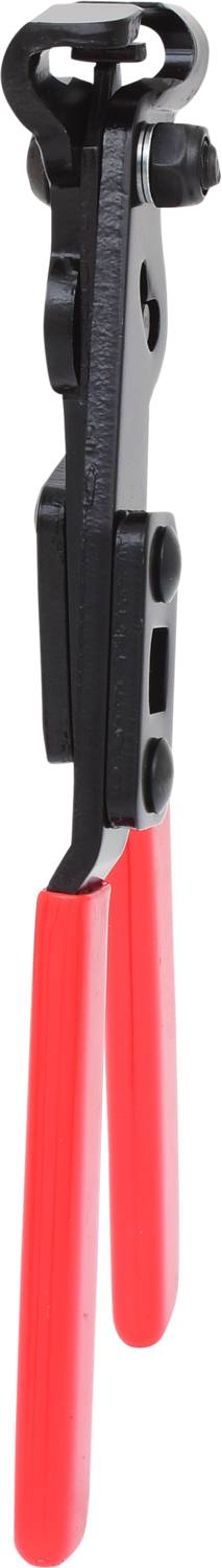 Zange mit rotem Griff, geeignet für das Greifen und Ziehen von Objekten.