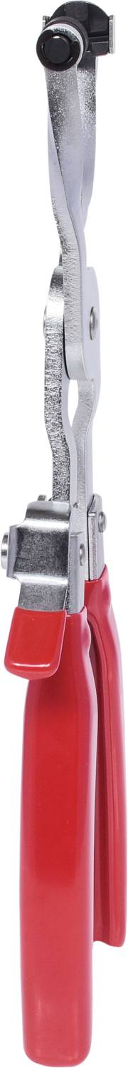 Zange mit rotem Griff, Metallkopf mit vielseitiger Funktion, geeignet für Industrie- oder Heimwerkerarbeiten.