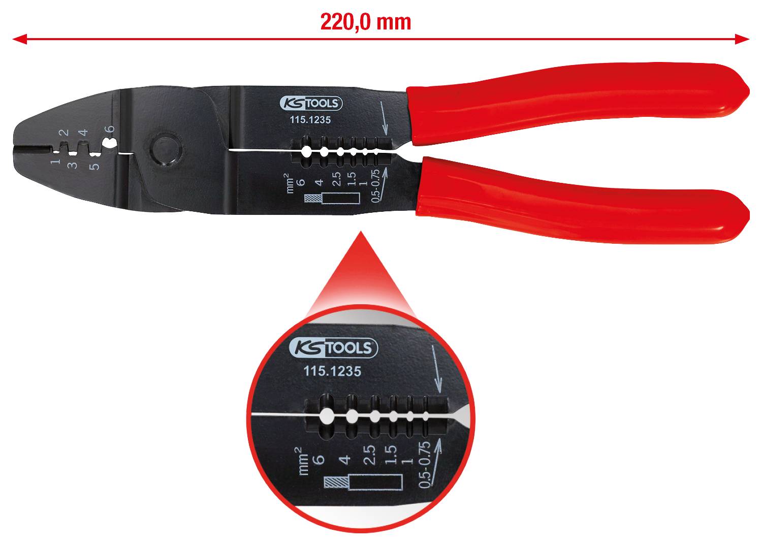 KS Tools Crimp-Zange einfach 115.1235