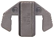 Klemmenblock aus Metall mit der Aufschrift 'RJ45'. Eignet sich zum Einfügen von Kabeln für elektrische oder Netzwerkverbindungen.