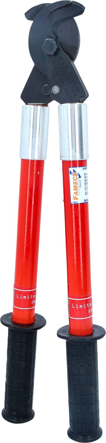 Rote Bolzenschneider mit schwarzen Griffen, geeignet zum Durchtrennen von Metallstangen.