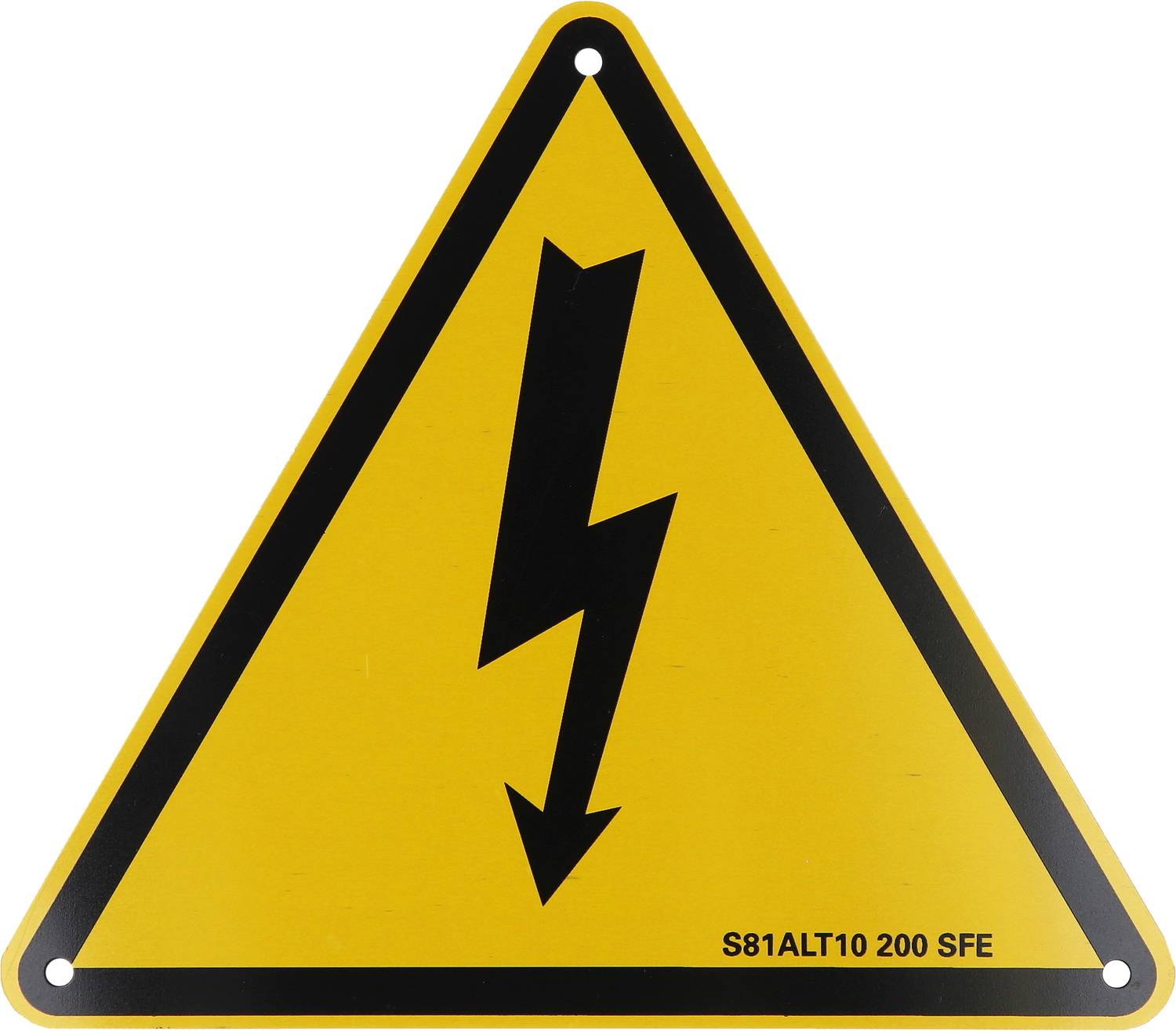 Warnschild mit schwarzem Blitzsymbol auf gelbem Hintergrund, das auf eine elektrische Gefahr hinweist.