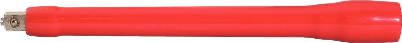 Roter Schraubenziehergriff, seitlich gesehen, ohne sichtbare Klinge oder Spitze.