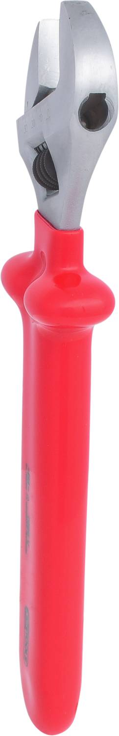 Seitenschneider mit rotem Griff und silberner Schneide, geeignet zum Durchtrennen von Drähten und Kabeln.