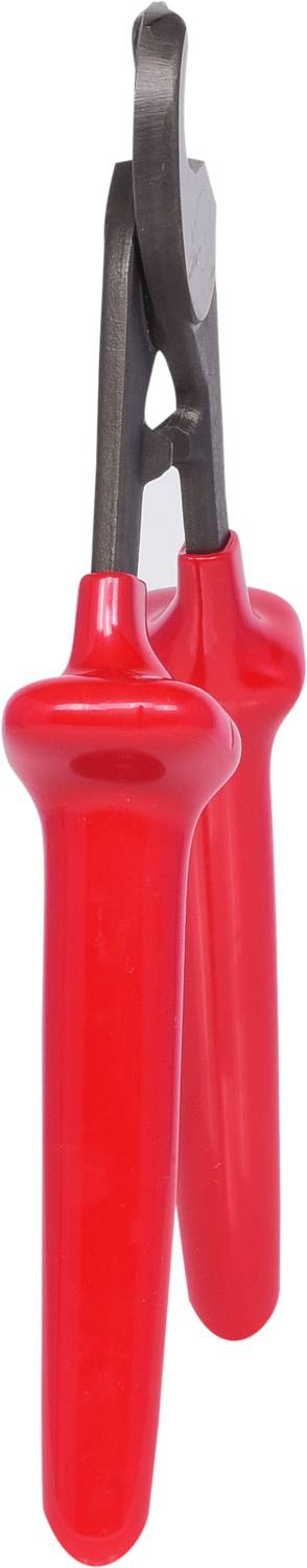 Rote Griffzange mit schwarzem Kopf, seitlich dargestellt. Hauptsächlich für Handwerk oder Heimwerken verwendet.