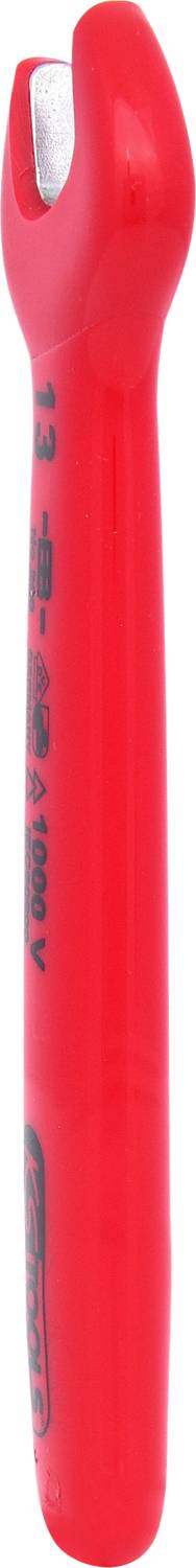 Roter Schraubenschlüssel mit geöffneter Maulöffnung, geeignet zum Festziehen oder Lösen von Schrauben und Muttern.