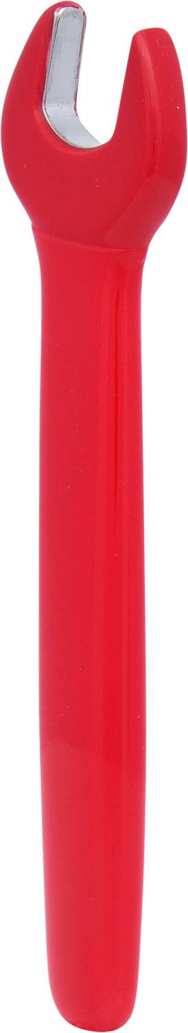 Roter Schraubenschlüssel mit offenem Maul, zur Befestigung und Lösung von Schrauben und Muttern.