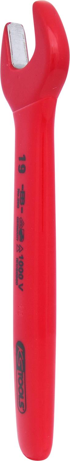 Roter Schraubenschlüssel mit isoliertem Griff. Gekennzeichnet mit '1000V' und 'ASTRO' für elektrische Arbeiten.