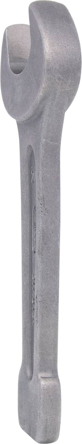 Ein silberner Maulschlüssel in Seitenansicht, aufrecht stehend.