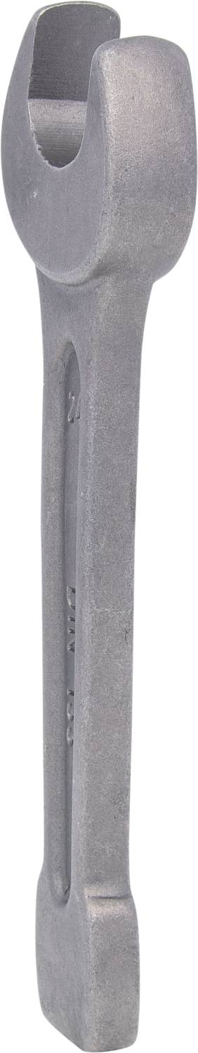 Ein metallischer Drehmomentschlüssel, der in einer vertikalen Position steht.