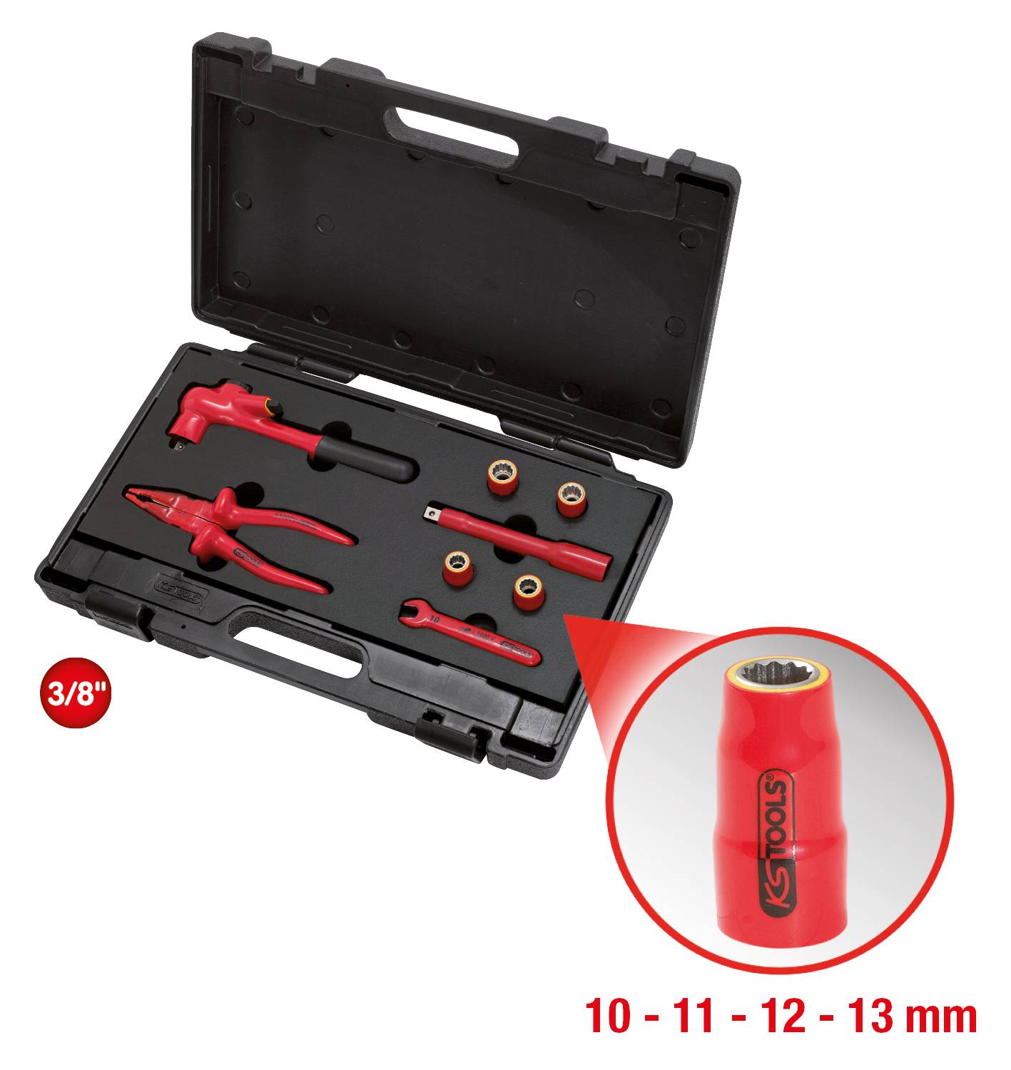 Werkzeugsatz mit isolierten Werkzeugen für PSA-Elektrofahrzeuge, 8-tlg KS Tools 117.1825