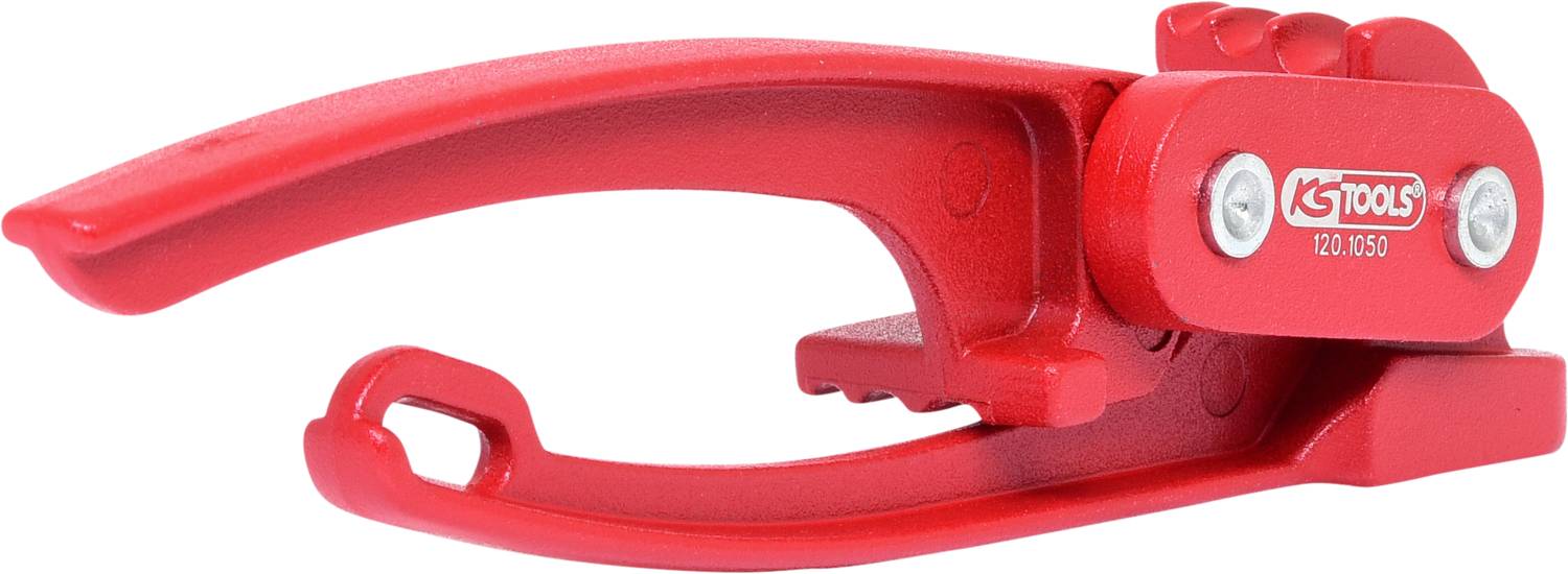 Roter Flaschenöffner aus Kunststoff mit ergonomischem Griff und Hebelmechanismus zur einfachen Öffnung von Metallverschlüssen.