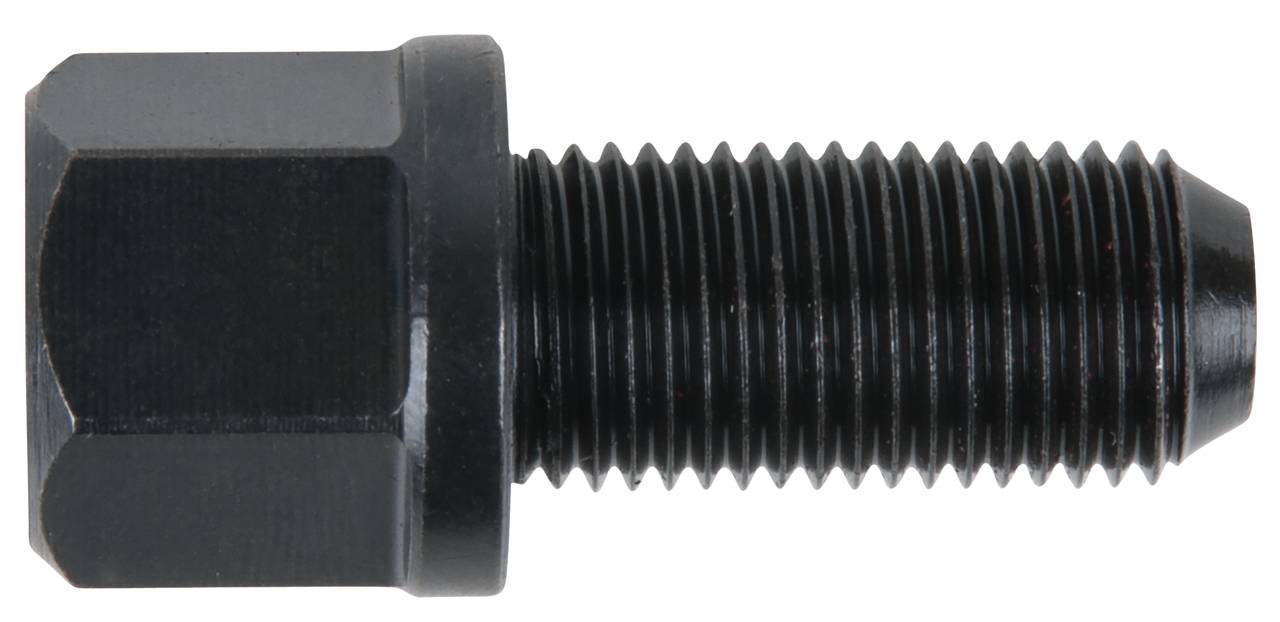 Ein schwarzer, sechskantiger Schraubbolzen mit metrischem Gewinde, liegt horizontal. Geeignet für mechanische Anwendungen.