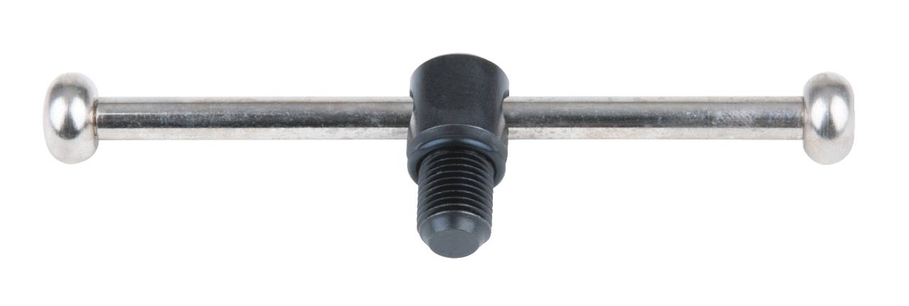 Metall T-Griff mit Gewindebolzen in der Mitte, verwendet zum manuellen Anziehen oder Lösen von Schrauben oder Bolzen.