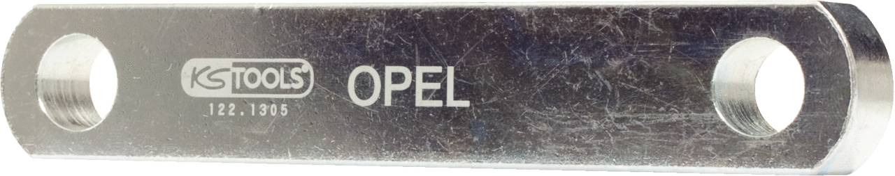 Metallwerkzeug mit zwei Löchern, graviert mit 'KSTOOLS OPEL 122.1305'.