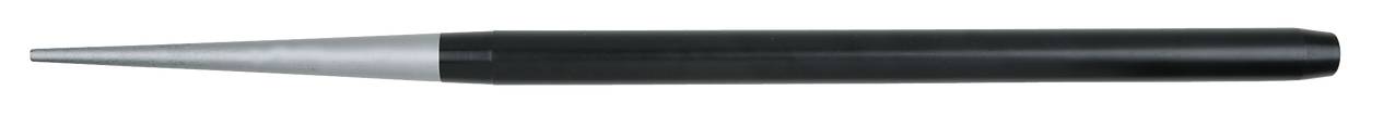 Silberner Stift mit schwarzem Griff, spitze Form, liegt horizontal