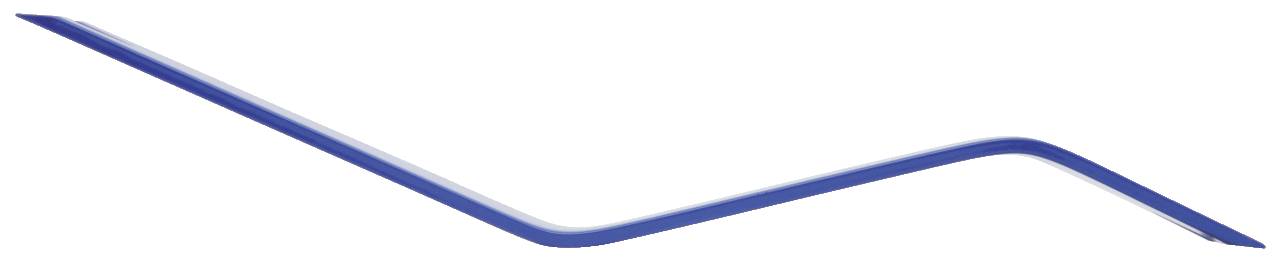 Eine geschwungene, blaue Linie auf weißem Hintergrund, die von links oben nach unten rechts verläuft und dann einen scharfen Bogen nach links macht.