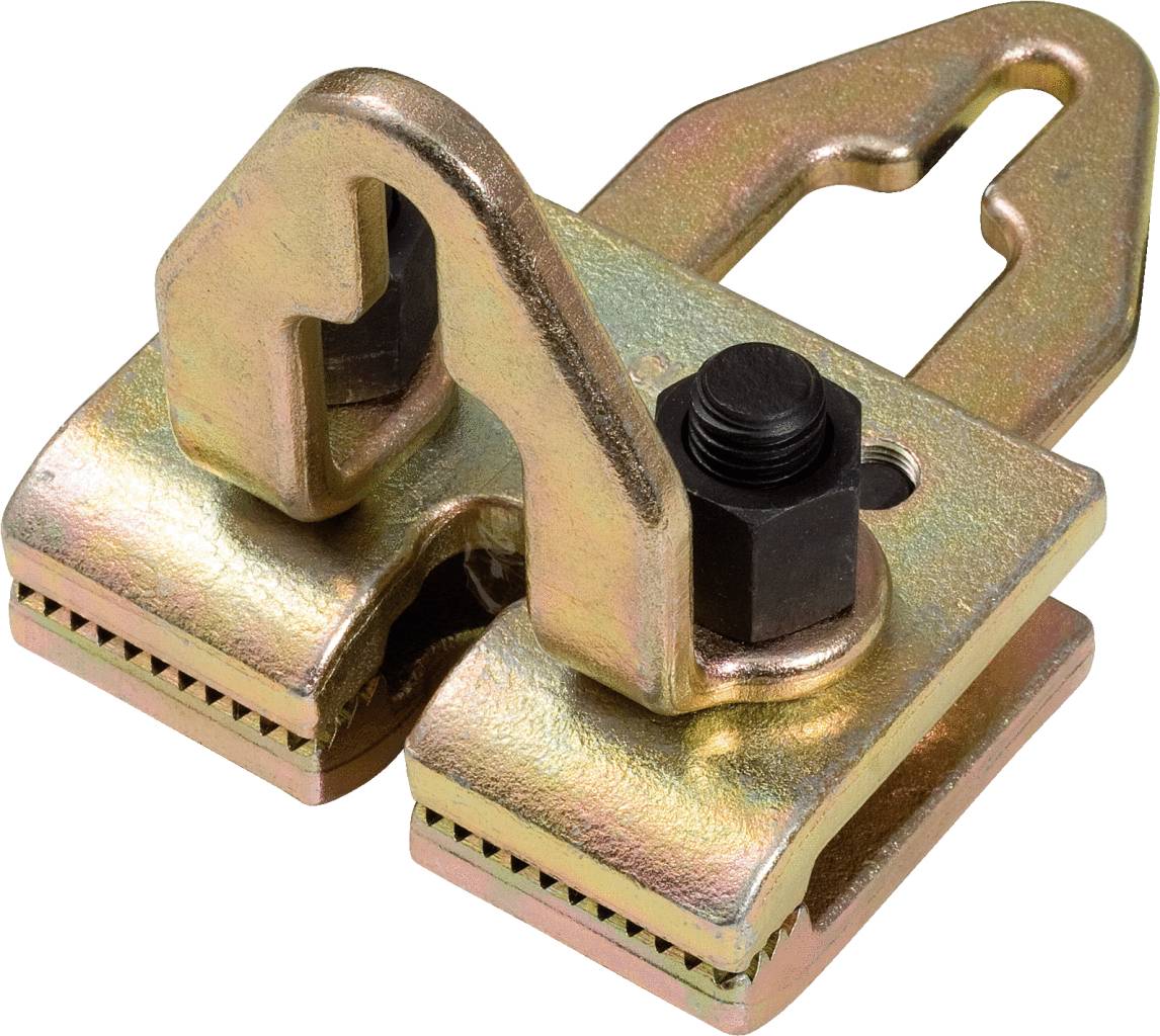 Metallklemme mit Schrauben zum Verbinden oder Halten von Bauteilen. Robust und für industrielle Anwendungen geeignet.