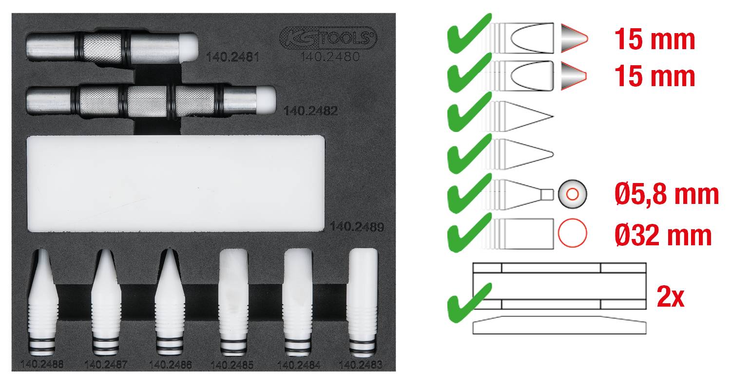 KS Tools 140.2480 Rückschlagdorn-Satz, 10-tlg