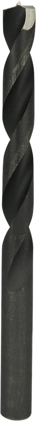 Ein schwarzer Spiralbohrer mit glatter Oberfläche, geeignet für Bohren in Metall oder Holz, vertikal ausgerichtet.