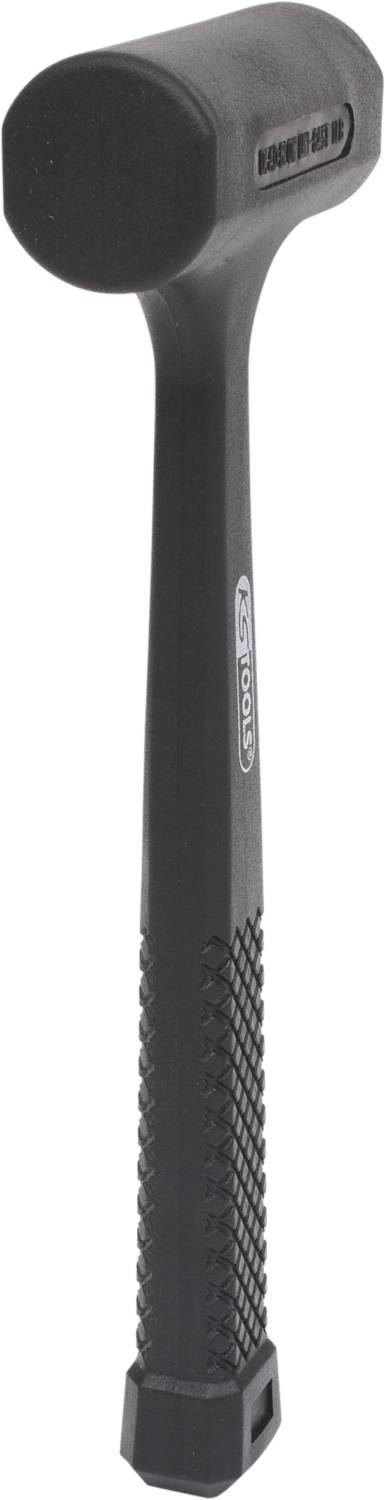 Ein schwarzer Gummihammer mit rutschfestem Griff, geeignet für schonende Arbeiten ohne Beschädigung von Oberflächen.