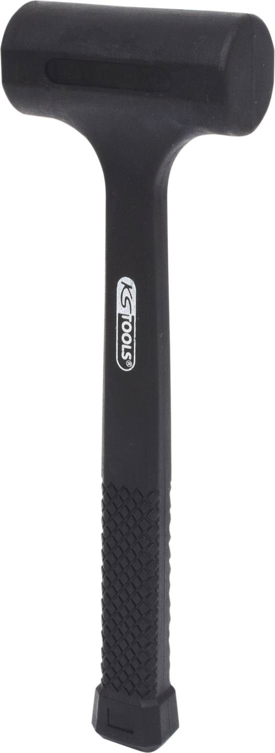 Ein schwarzer Kunststoffhammer mit ergonomischem Griff, geeignet für Arbeiten, bei denen Oberflächen schonend behandelt werden müssen.