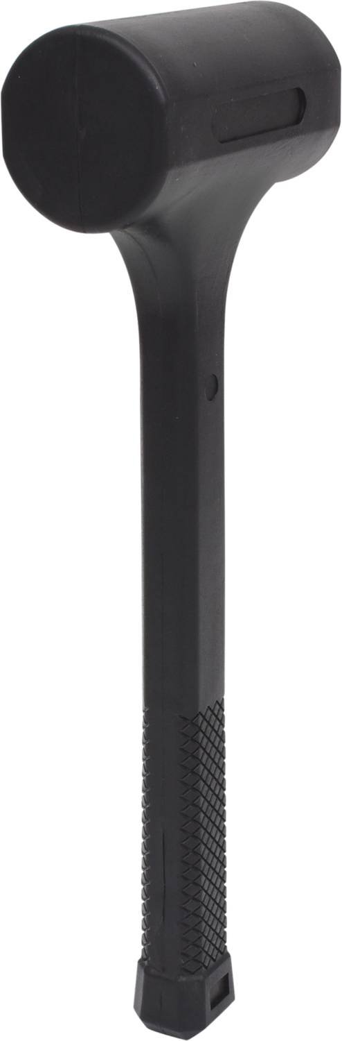 Gummihammer mit schwarzem Griff und runder Schlagfläche, geeignet für Arbeiten, die eine schonende Kraftübertragung erfordern.